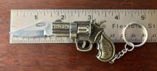 3 Vintage Miniature Revolver Or Pistol Keychain Manual Lockback Folding Knives 