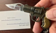 3 Vintage Miniature Revolver Or Pistol Keychain Manual Lockback Folding Knives 