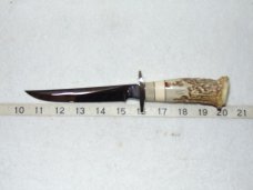 Vintage CUSTOM ROBERT (BOB) RIPPY Antler handle w/ Ivory?-Stag spacers Fixed Blade Knife