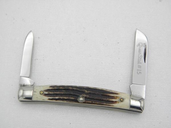 Queen Cutlery #15 half congress Winterbotton bone :  3 7/16” closed, circa 1960s,