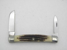 Queen Cutlery #15 half congress Winterbotton bone :  3 7/16” closed, circa 1960s,