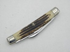Queen Cutlery #15 half congress Winterbotton bone :  3 7/16” closed, circa 1960s,