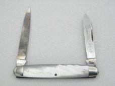Queen Cutlery Co. #64P Sleeveboard Pen with file blade in Pearl: 3 1/4” closed; 1958 – 1960,
