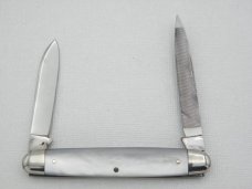 Queen Cutlery Co. #64P Sleeveboard Pen  with file blade in Pearl: 3 1/4” closed; 1958 – 1960,