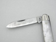 Queen Cutlery Co. #64P Sleeveboard Pen  with file blade in Pearl: 3 1/4” closed; 1958 – 1960,