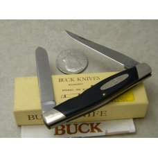 Buck USA Model # 313 Black Saw Cut Delrin Muskrat Knife c.Pre-1986 - NIB