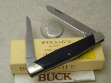 Buck USA Model # 313 Black Saw Cut Delrin Muskrat Knife c.Pre-1986 - NIB