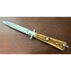 1950's French Bargeon Switchblade, Beautiful Bone Handle With Bail, Hard To Find, Unused