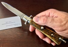 1950's French Bargeon Switchblade, Beautiful Bone Handle With Bail, Hard To Find, Unused 