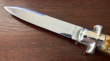 1950's French Bargeon Switchblade, Beautiful Bone Handle With Bail, Hard To Find, Unused 