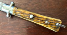 1950's French Bargeon Switchblade, Beautiful Bone Handle With Bail, Hard To Find, Unused 