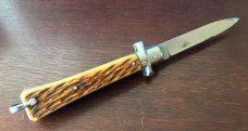 1950's French Bargeon Switchblade, Beautiful Bone Handle With Bail, Hard To Find, Unused 
