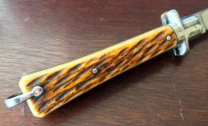 1950's French Bargeon Switchblade, Beautiful Bone Handle With Bail, Hard To Find, Unused 