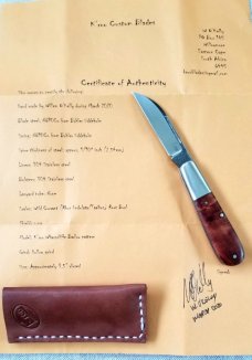 K'roo Custom Wharnie Barlow Exotic Wild Currant Root Burl..3.5" ..N690..coa/slip...brushed finish