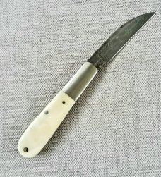 K'roo Custom Wharnie Barlow Tusk ivory and Twist Damascus..3.5..Coa/slip..2020..one of.3 damascus 