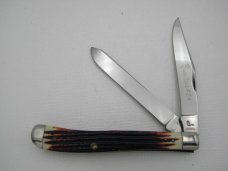 Queen Cutlery #24 Slim Trapper Burnt Orange Imitation Winterbottom bone: 4 1/16” closed, 1958 - 196