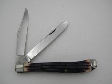 Queen Cutlery #24 Slim Trapper Burnt Orange Imitation Winterbottom bone:  4 1/16” closed, 1958 - 196