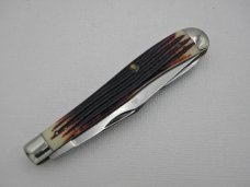 Queen Cutlery #24 Slim Trapper Burnt Orange Imitation Winterbottom bone:  4 1/16” closed, 1958 - 196