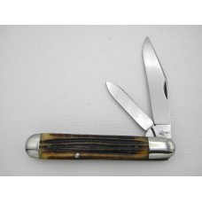 Queen Cutlery Co. #28 English Jack in Winterbottom Bone: 4 1/2” closed; circa 1961, Q STEEL tang sta