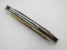 Queen Cutlery Co. #28 English Jack in Winterbottom Bone: 4 1/2” closed; circa 1961, Q STEEL tang sta