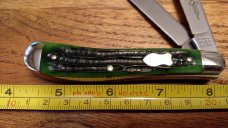  Schrade Walden N.Y. USA 1194G Green Bone Everlasting Sharp Trapper Knife
