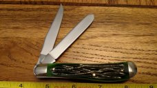  Schrade Walden N.Y. USA 1194G Green Bone Everlasting Sharp Trapper Knife