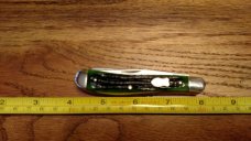  Schrade Walden N.Y. USA 1194G Green Bone Everlasting Sharp Trapper Knife