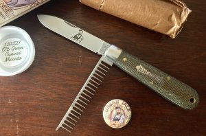 Great Eastern Cutlery Tidioute #152221 Urban Jack, OD Green Canvas Bone Handle, New (GEC 15)