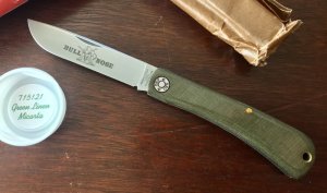 Great Eastern Cutlery Farm & Field 715121 Bullnose, Green Linen Micarta Handle, New (GEC 71)