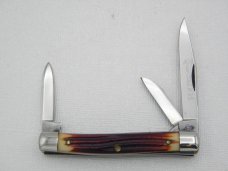 Queen Cutlery #35 Stockman Burnt Orange Imitation Winterbottom bone: 2 5/8” closed, circa 1971