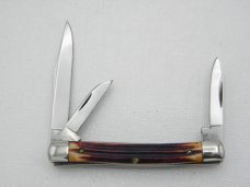 Queen Cutlery #35 Stockman Burnt Orange Imitation Winterbottom bone:  2 5/8” closed, circa 1971