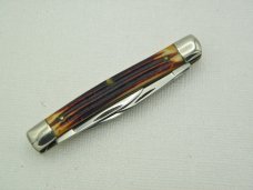 Queen Cutlery #35 Stockman Burnt Orange Imitation Winterbottom bone:  2 5/8” closed, circa 1971