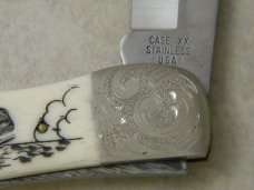 Case XX Stainless USA 1 Dot W165 Scrimshawed Bone Nantucket Sleigh Ride Folding Hunter Knife  