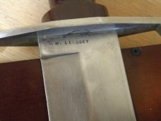 Custom D. M. Lindsey Wood 1977 Fixed Blade Sheath Knife