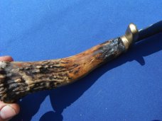 HAND FORGED CUSTOM MARION O RICHARDSON, MORK STAG HANDLE BOWIE KNIFE WITH SHEATH. 10" blade 16" OAL