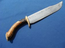 HAND FORGED CUSTOM MARION O RICHARDSON, MORK STAG HANDLE BOWIE KNIFE WITH SHEATH. 10" blade 16" OAL