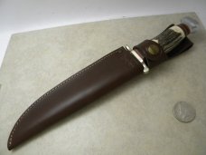 Linder Solingen Germany Genuine Stag 440 Bowie Inox Fixed Blade Sheath Knife