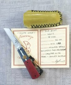 Vincenzo Balistreri  White Wolf slipjoint..2nd Amendment Special..440C.firing pin shield. Bullet Bea