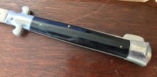 Vintage Japanese Manual Action Lockback Stiletto Knife, Black Plastic Handle, Unused With Box  