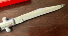 Vintage Japanese Manual Action Lockback Stiletto Knife, Black Plastic Handle, Unused With Box  