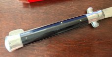 Vintage Japanese Manual Action Lockback Stiletto Knife, Black Plastic Handle, Unused With Box  