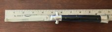 Vintage Japanese Manual Action Lockback Stiletto Knife, Black Plastic Handle, Unused With Box  