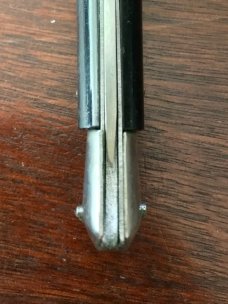 Vintage Japanese Manual Action Lockback Stiletto Knife, Black Plastic Handle, Unused With Box  