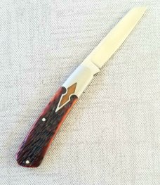 Jeffrey Mitchell Native Custom3.75"..CPM-154, Amber jigged bone..smooth bone shield,keyhole bolsters