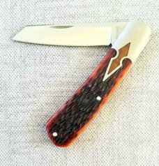 Jeffrey Mitchell Native Custom3.75"..CPM-154, Amber jigged bone..smooth bone shield,keyhole bolsters