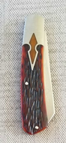 Jeffrey Mitchell Native Custom3.75"..CPM-154, Amber jigged bone..smooth bone shield,keyhole bolsters