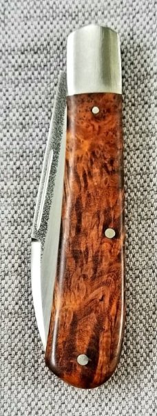 K'roo Custom Zulu ,3.95" N690 with brut de force  look...Sneezewood Burl Scales..Spear blade