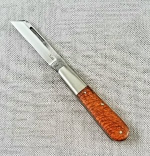 K'roo Custom Sheepsfoot Barlow,3.95" N690..brut de force look.Terblans Beechwood Scales..Scagel cut