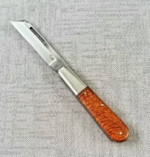 K'roo Custom Sheepsfoot Barlow,3.95" N690..brut de force  look.Terblans Beechwood Scales..Scagel cut