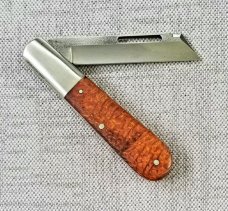 K'roo Custom Sheepsfoot Barlow,3.95" N690..brut de force  look.Terblans Beechwood Scales..Scagel cut
